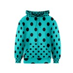 Polka Dots - Black on Cyan Kid s Zipper Hoodie