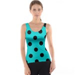 Polka Dots - Black on Cyan Tank Top