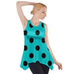 Polka Dots - Black on Cyan Side Drop Tank Tunic