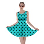 Polka Dots - Black on Cyan Skater Dress