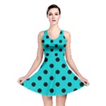 Polka Dots - Black on Cyan Reversible Skater Dress