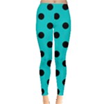 Polka Dots - Black on Cyan Women s Leggings