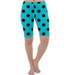 Polka Dots - Black on Cyan Cropped Leggings