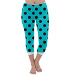 Polka Dots - Black on Cyan Capri Winter Leggings