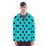 Polka Dots - Black on Cyan Hooded Wind Breaker (Men)