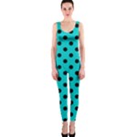 Polka Dots - Black on Cyan OnePiece Catsuit