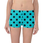 Polka Dots - Black on Cyan Reversible Boyleg Bikini Bottoms