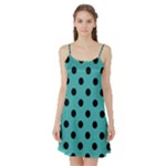 Polka Dots - Black on Verdigris Satin Night Slip