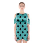 Polka Dots - Black on Verdigris Women s Cutout Shoulder Dress