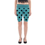 Polka Dots - Black on Verdigris Yoga Cropped Leggings