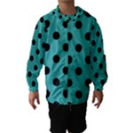 Polka Dots - Black on Verdigris Hooded Wind Breaker (Kids)