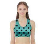 Polka Dots - Black on Verdigris Women s Sports Bra with Border