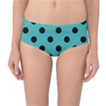 Polka Dots - Black on Verdigris Mid-Waist Bikini Bottoms