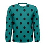 Polka Dots - Black on Teal Men s Long Sleeve T-shirt