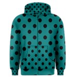 Polka Dots - Black on Teal Men s Zipper Hoodie