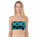 Polka Dots - Black on Teal Bandeau Top