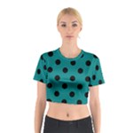 Polka Dots - Black on Teal Cotton Crop Top