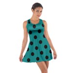 Polka Dots - Black on Teal Cotton Racerback Dress