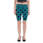 Polka Dots - Black on Teal Yoga Cropped Leggings