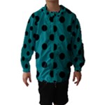 Polka Dots - Black on Teal Hooded Wind Breaker (Kids)