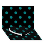 Polka Dots - Teal on Black Heart Bottom 3D Greeting Card (7x5)