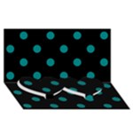 Polka Dots - Teal on Black Twin Heart Bottom 3D Greeting Card (8x4)