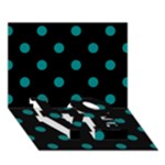 Polka Dots - Teal on Black LOVE Bottom 3D Greeting Card (7x5)