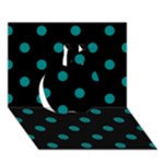 Polka Dots - Teal on Black Apple 3D Greeting Card (7x5)