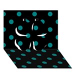 Polka Dots - Teal on Black Clover 3D Greeting Card (7x5)