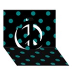 Polka Dots - Teal on Black Peace Sign 3D Greeting Card (7x5)