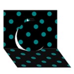 Polka Dots - Teal on Black Circle 3D Greeting Card (7x5)