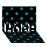 Polka Dots - Teal on Black HOPE 3D Greeting Card (7x5)