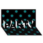 Polka Dots - Teal on Black PARTY 3D Greeting Card (8x4)