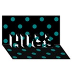 Polka Dots - Teal on Black HUGS 3D Greeting Card (8x4)