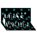 Polka Dots - Teal on Black Best Wish 3D Greeting Card (8x4)