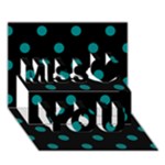 Polka Dots - Teal on Black Miss You 3D Greeting Card (7x5)