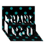 Polka Dots - Teal on Black THANK YOU 3D Greeting Card (7x5)