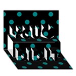 Polka Dots - Teal on Black You Did It 3D Greeting Card (7x5)