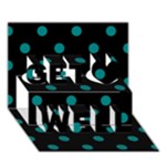 Polka Dots - Teal on Black Get Well 3D Greeting Card (7x5)