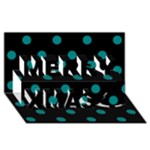 Polka Dots - Teal on Black Merry Xmas 3D Greeting Card (8x4)