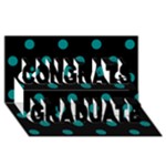 Polka Dots - Teal on Black Congrats Graduate 3D Greeting Card (8x4)