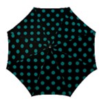 Polka Dots - Teal on Black Golf Umbrella