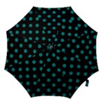 Polka Dots - Teal on Black Hook Handle Umbrella (Medium)