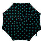 Polka Dots - Teal on Black Hook Handle Umbrella (Large)