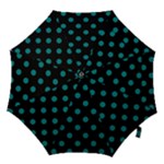 Polka Dots - Teal on Black Hook Handle Umbrella (Small)