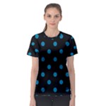 Polka Dots - Cerulean on Black Women s Sport Mesh Tee