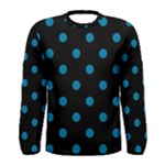 Polka Dots - Cerulean on Black Men s Long Sleeve T-shirt