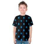 Polka Dots - Cerulean on Black Kid s Cotton Tee