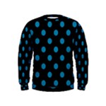 Polka Dots - Cerulean on Black Kid s Sweatshirt