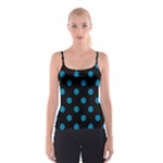 Polka Dots - Cerulean on Black Spaghetti Strap Top